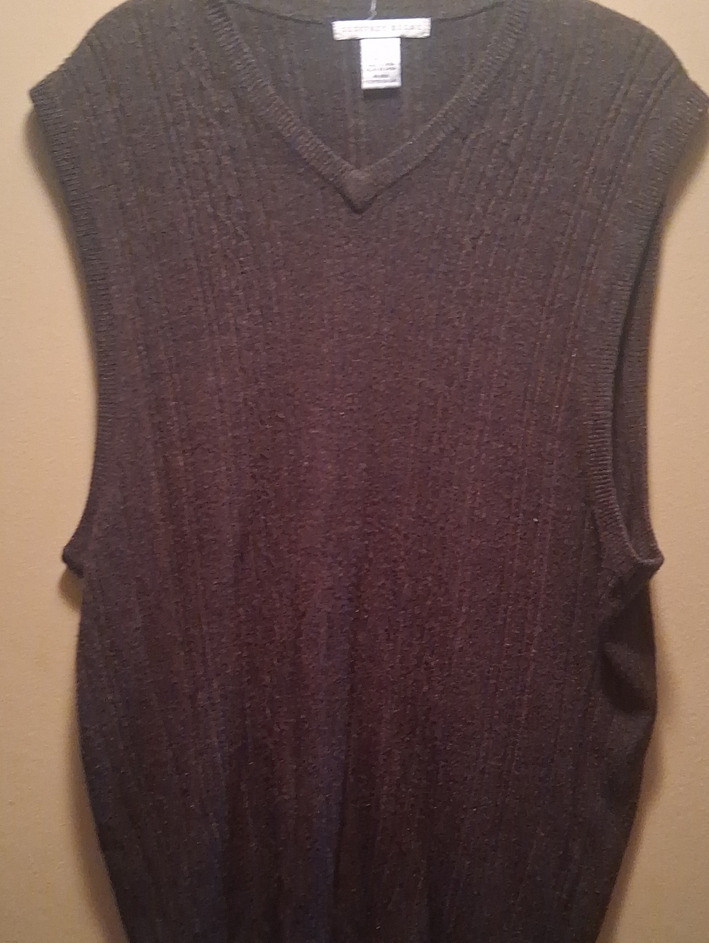 Geoffrey Beene Brown Ribbed V-Neck Sweater Vest Xl